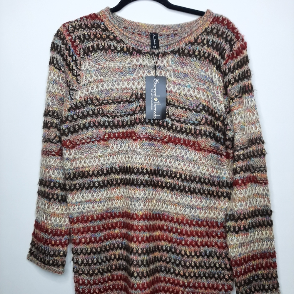 Sacred threads fall pull over Womens hippie shirt